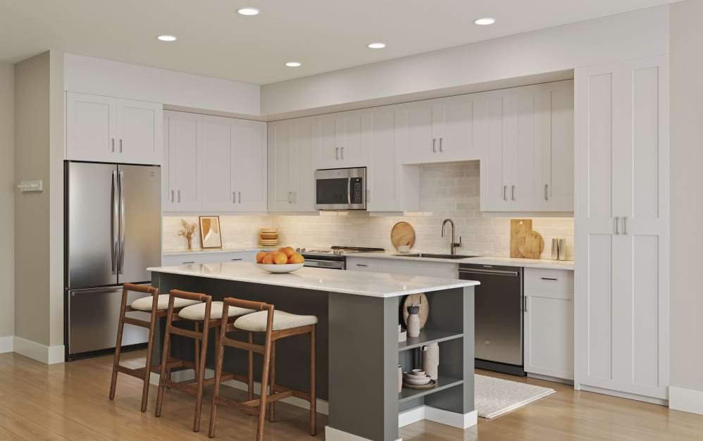 The Amber - 1 bedroom floorplan layout with 1 bathroom and 745 square feet (Gourmet Designer Kitchen)