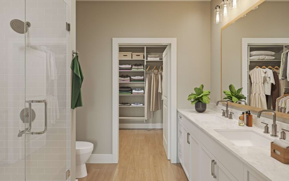 The Amber - 1 bedroom floorplan layout with 1 bathroom and 745 square feet (Spa-Inspired Double-Vanity Bathroom)