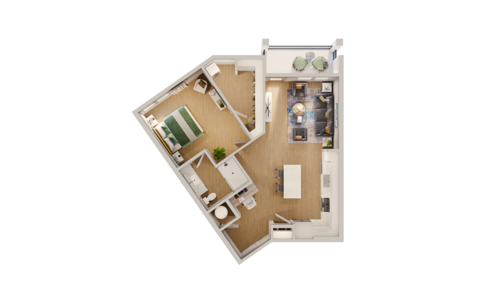 The Mosaic - 1 bedroom floorplan layout with 1 bathroom and 873 square feet